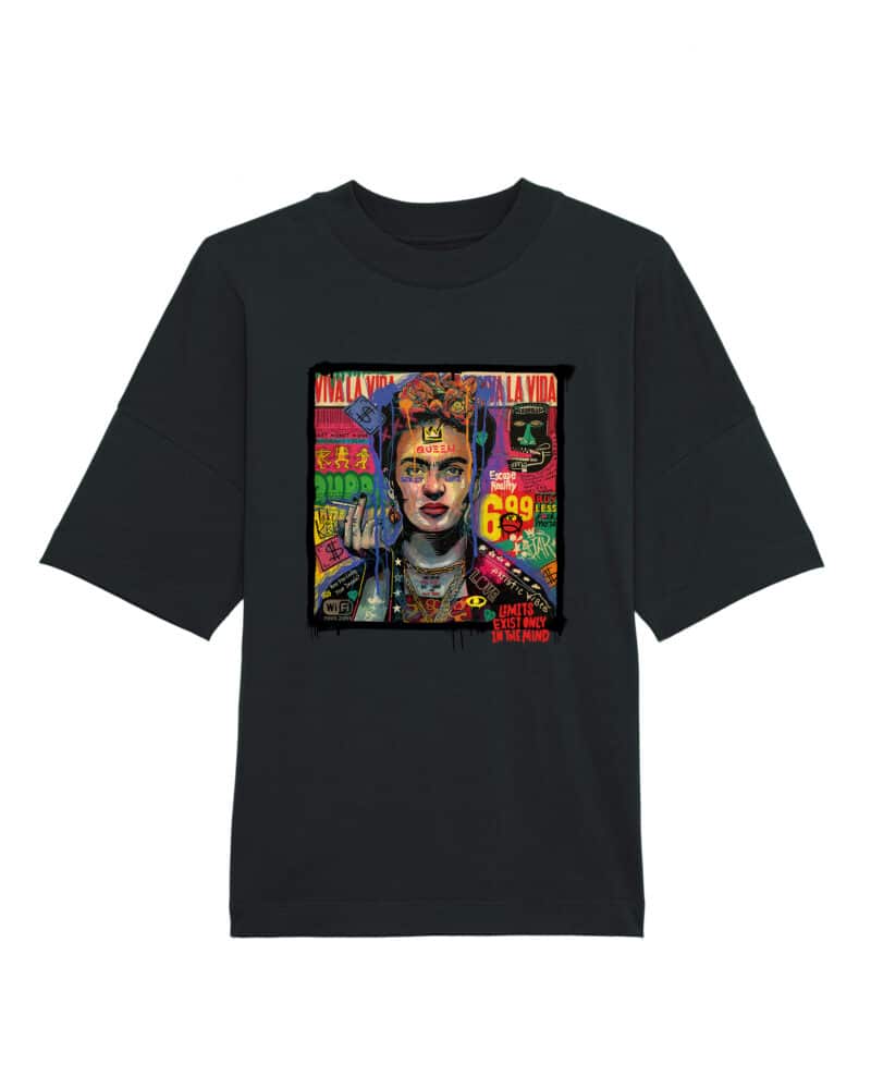 are you living your dream frida kahlo oversize tshirt fronte black 1 scaled